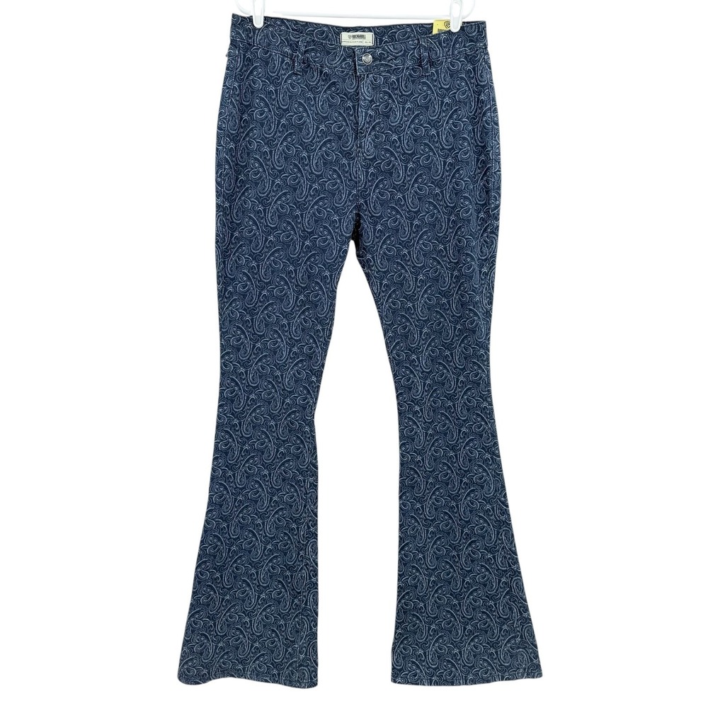 Rock & Roll Denim Women's Paisley Print High Rise Flare Jeans 36x38 Stretch NWT